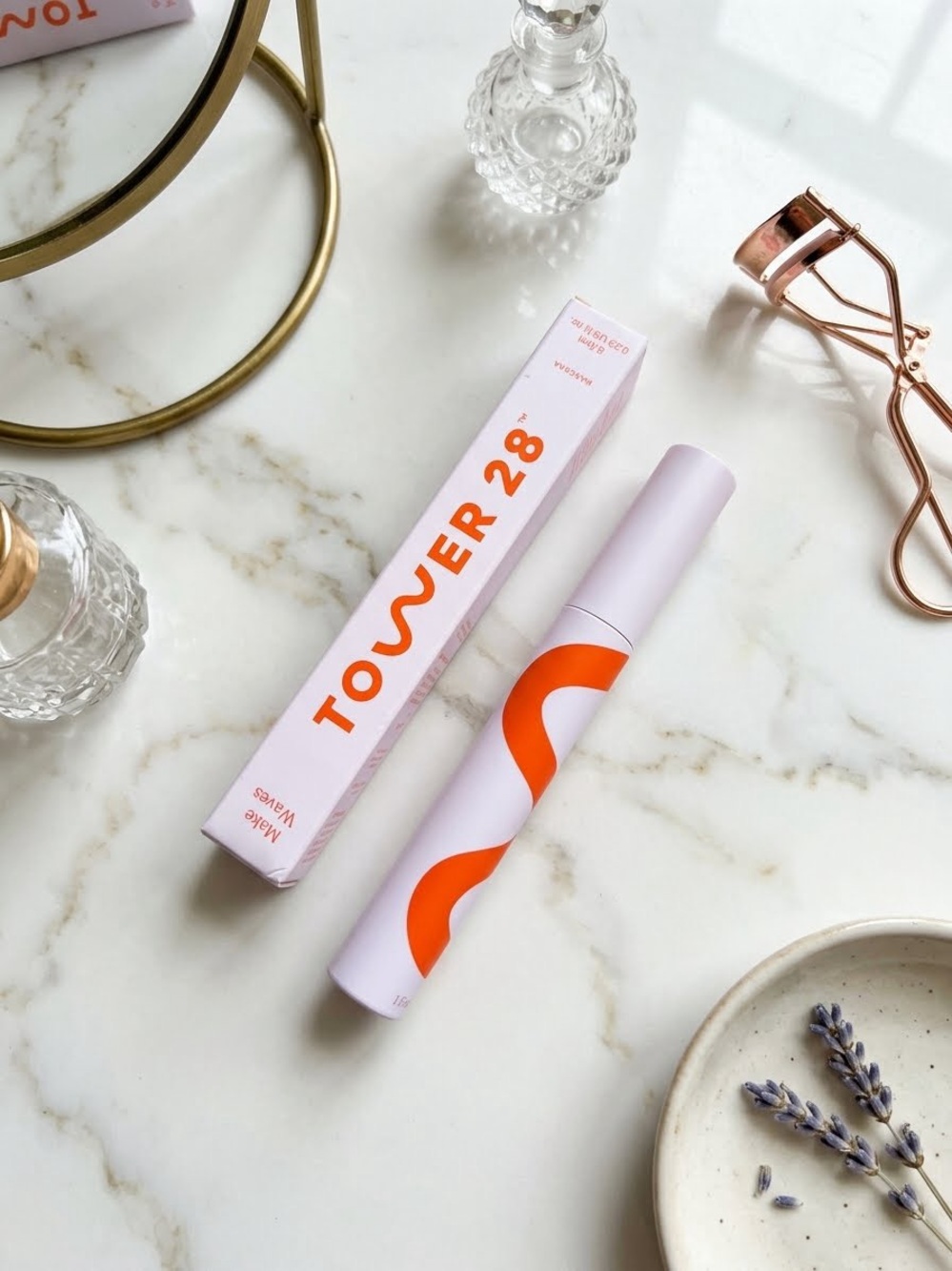 Tower 28 Mascara — White Tube with Orange Accent